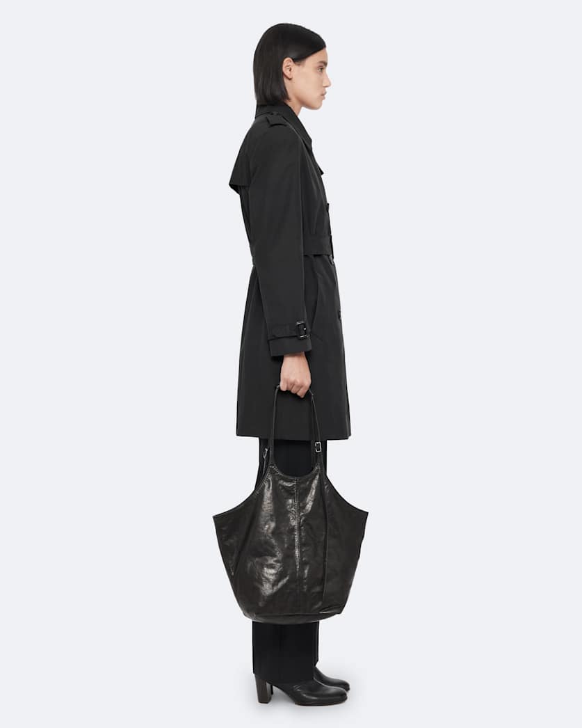 Double-breasted cotton trench coat