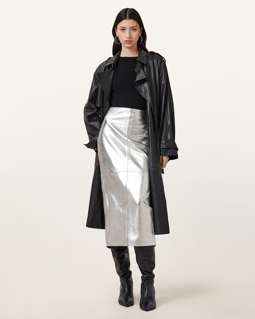 Renai Slim Fit Leather Pencil Skirt