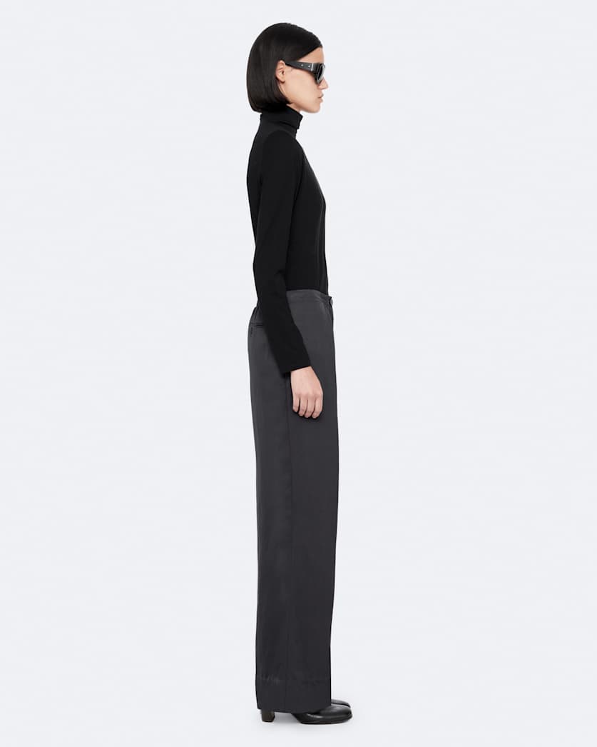 Leonie Mid-Rise Satin Wide-Leg Trousers