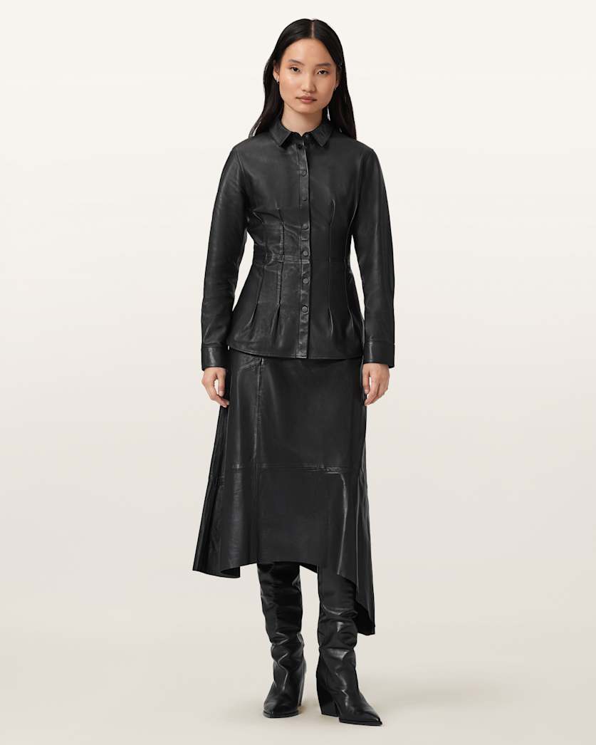 Gia Leather Midi Skirt