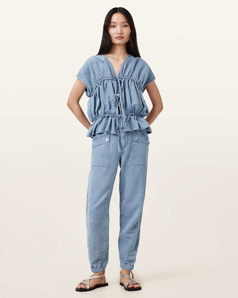 Val High-Rise Cargo Linen Blend Trousers