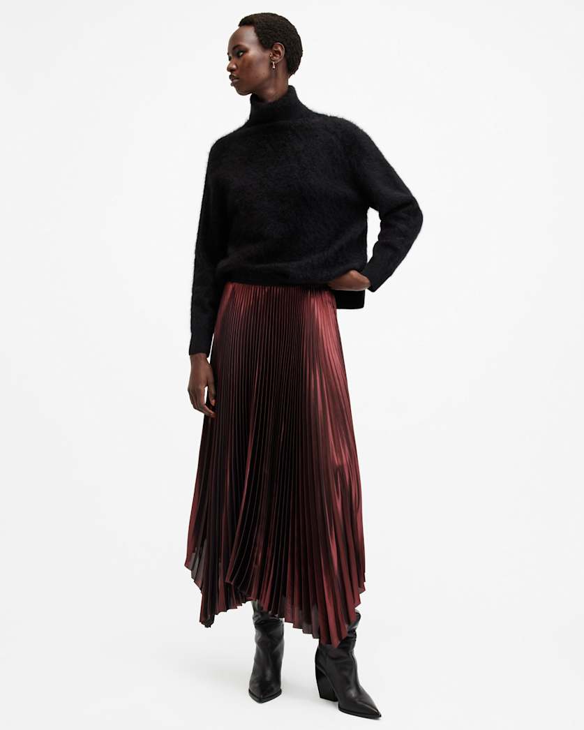 Lerin Metallic Asymmetric Maxi Skirt