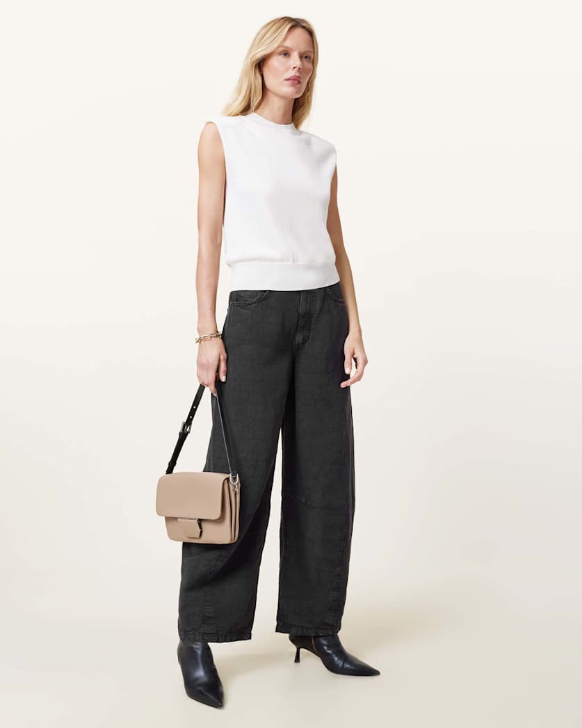 Jett Barrel Leg Linen Blend Trousers