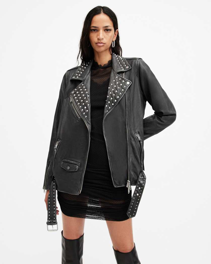Billie Leather Conical Studded Jacket
