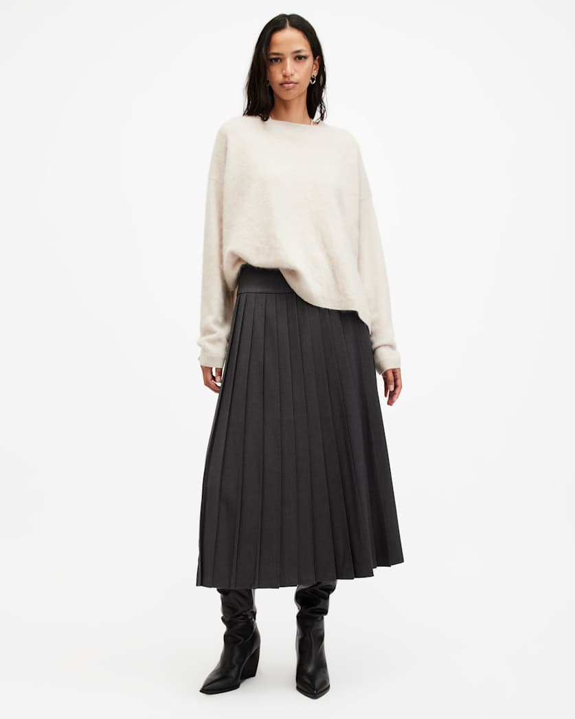 Kaya Pleated Asymmetric Midi Skirt