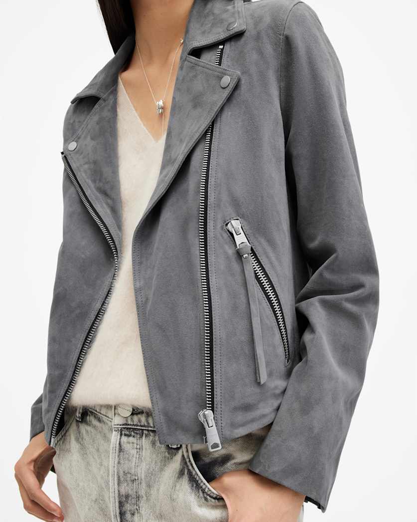 Dalby Slim Fit Suede Biker Jacket