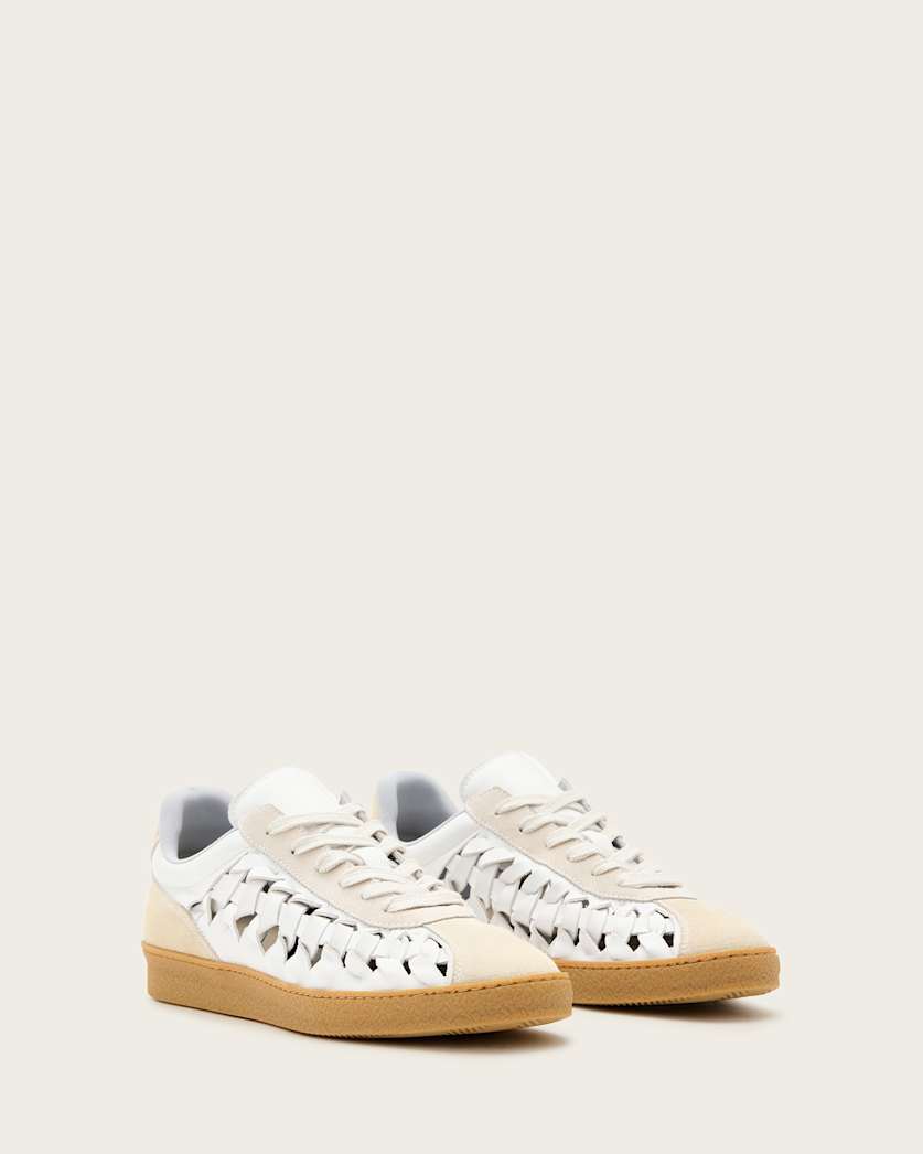 Velma Low Top Round Toe Woven Leather Trainers
