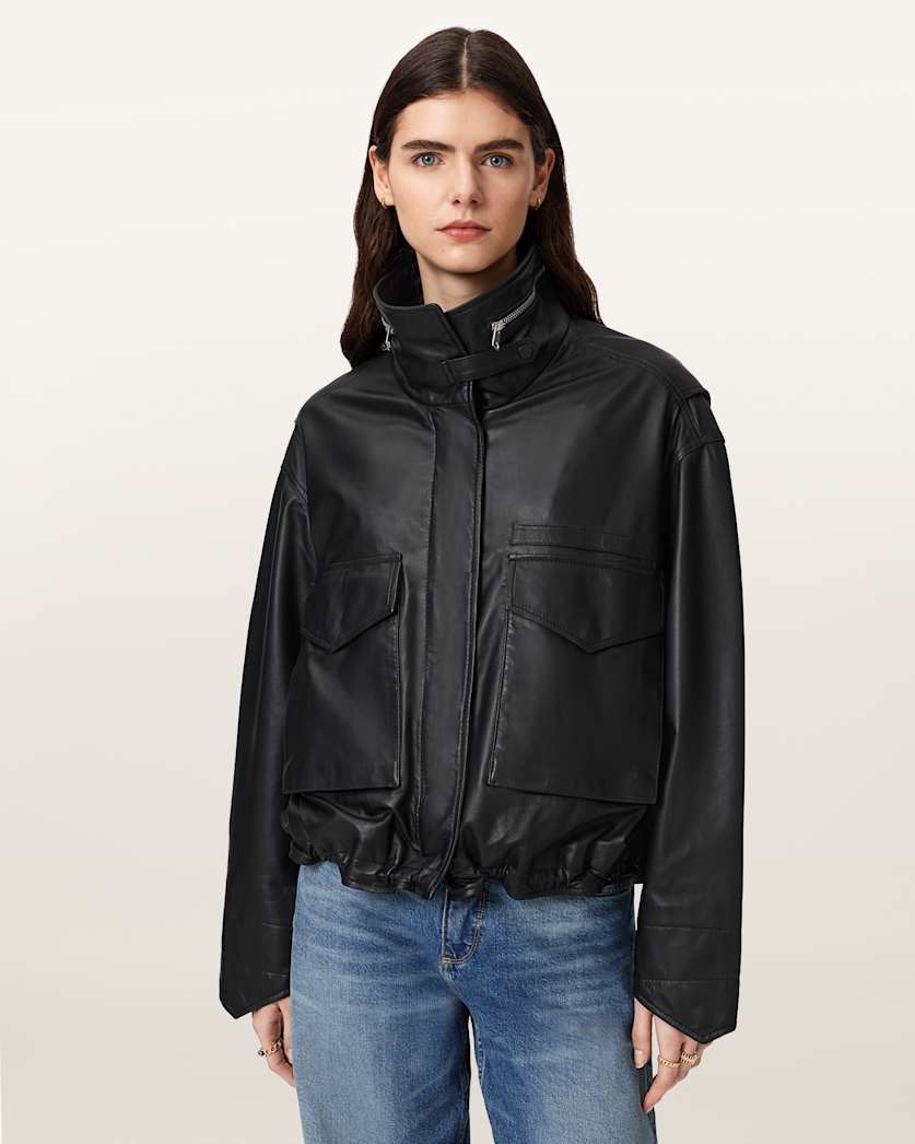 Clay Cropped Leather Jacket