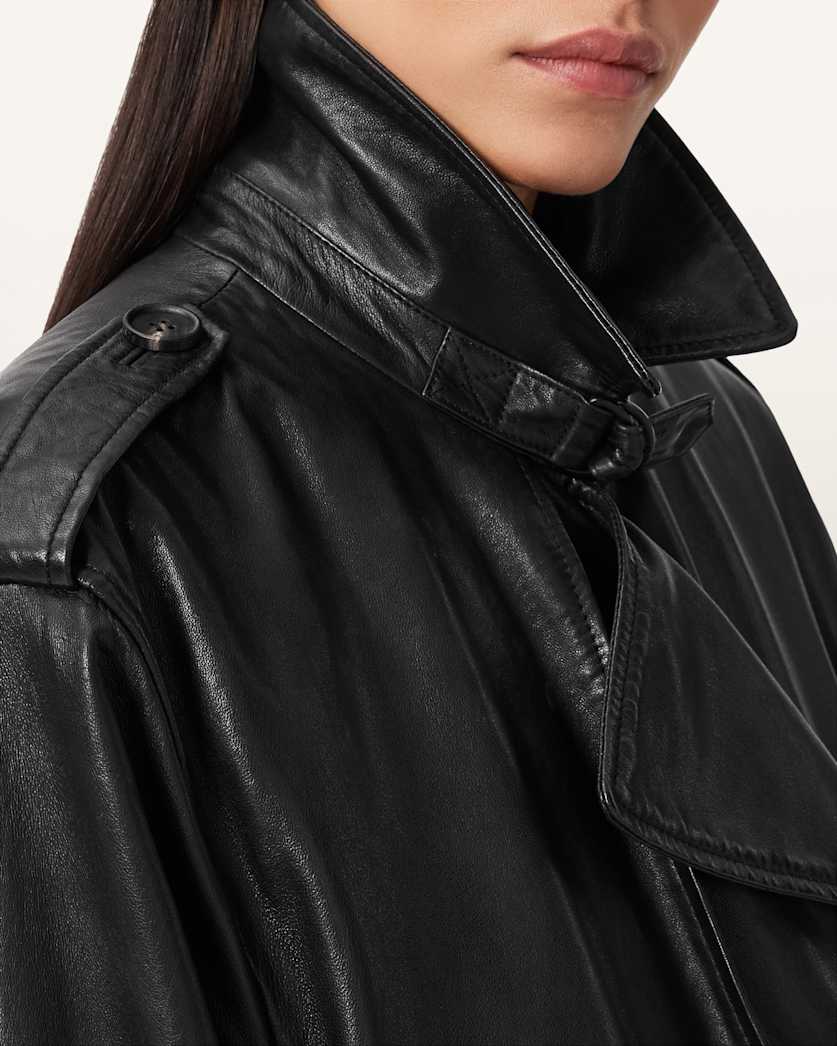 Hendry Relaxed Fit Leather Trench Coat