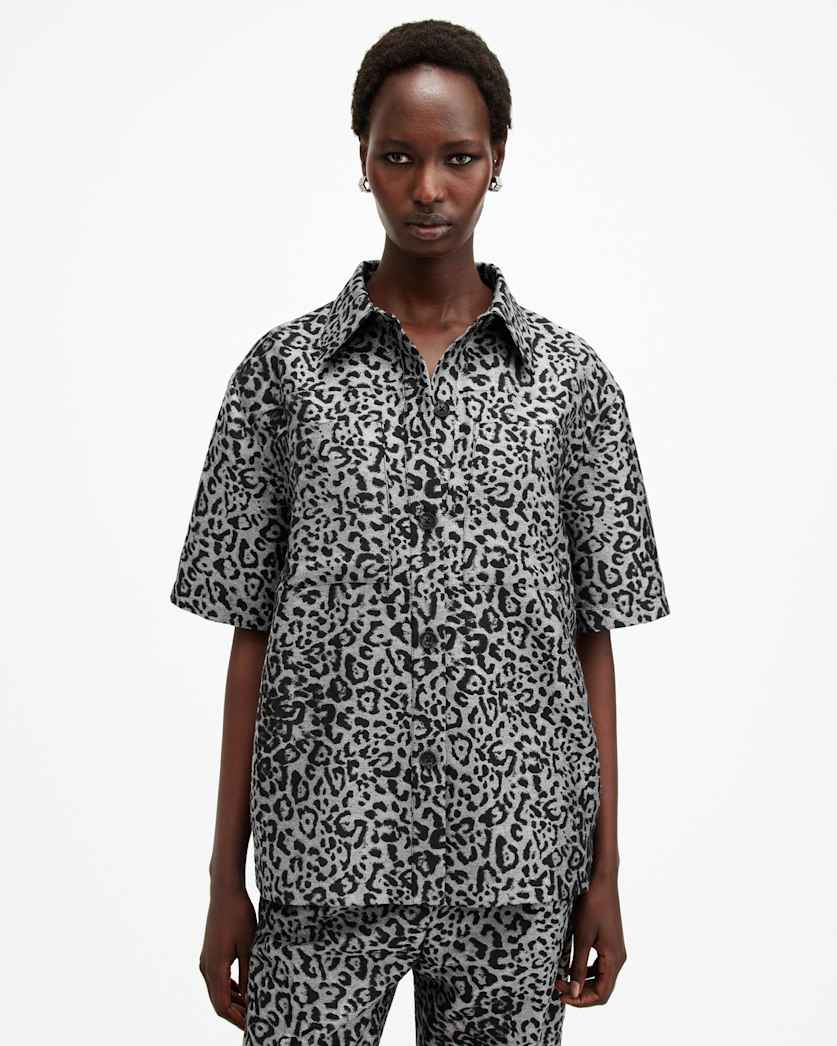Jemi Metallic Leopard Print Shirt