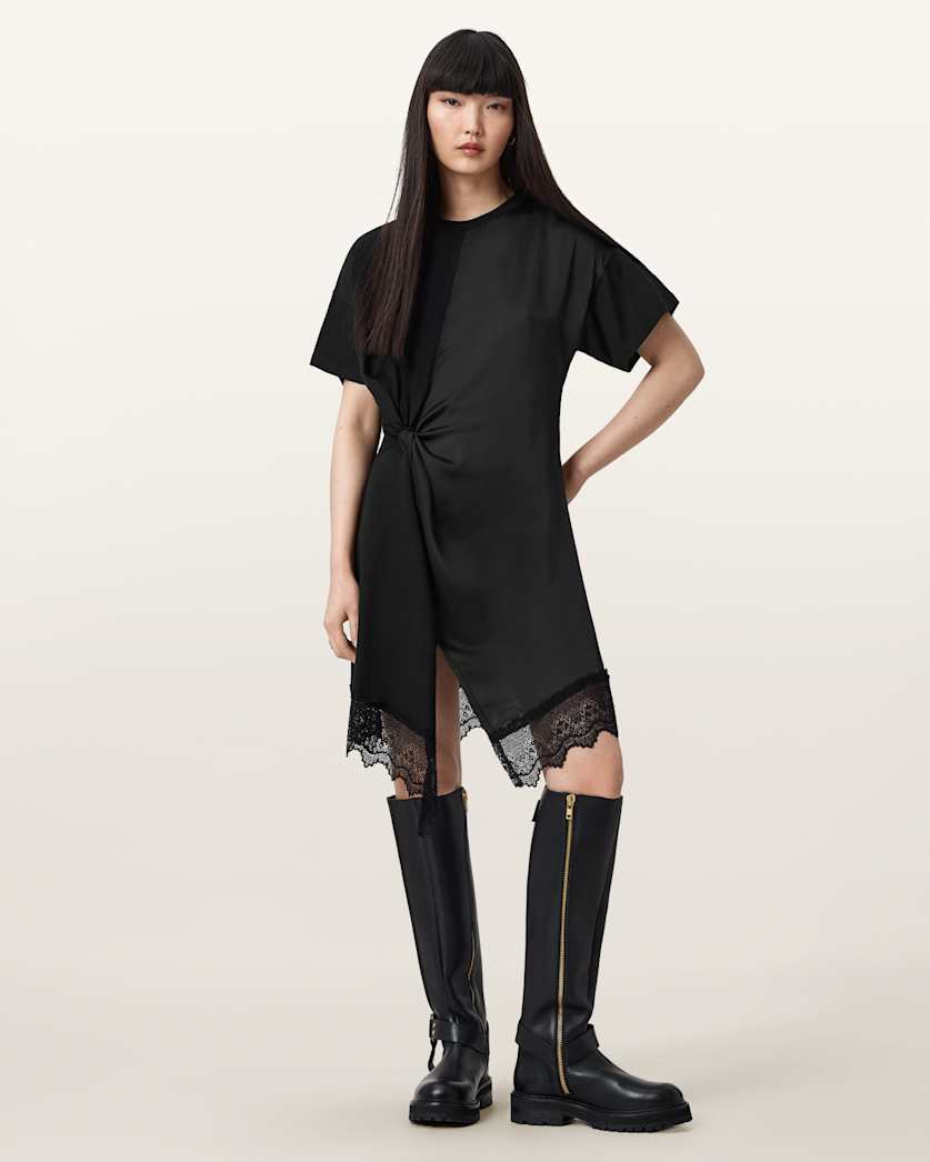 Lana Lace Trim Mini T-Shirt Dress