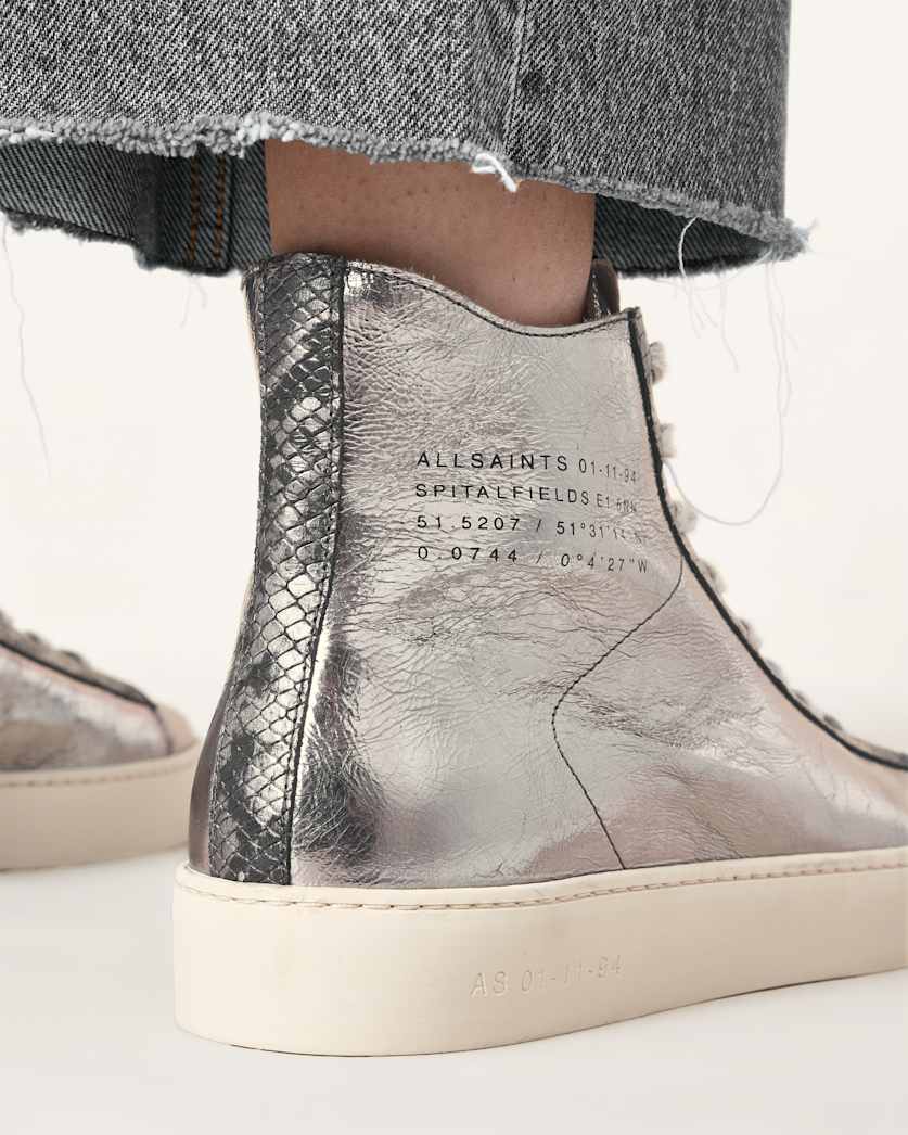 Tana Metallic Leather High Top Trainers