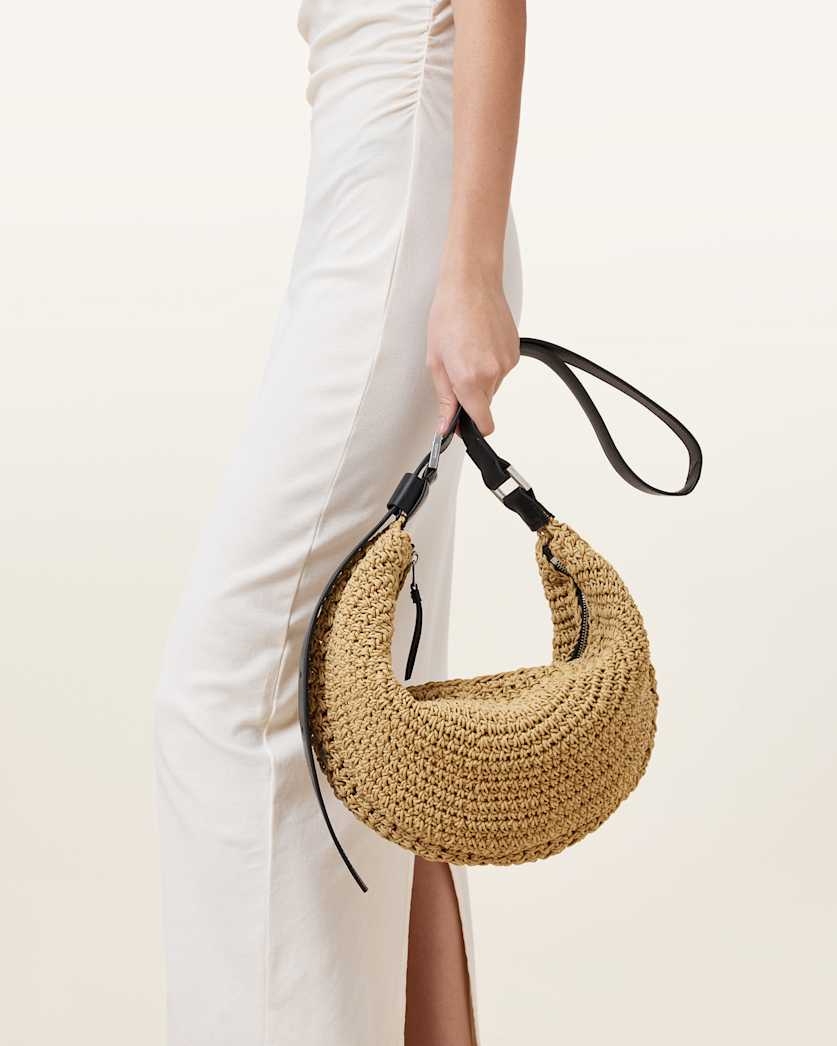 Half Moon Waxed Cotton Shoulder Bag