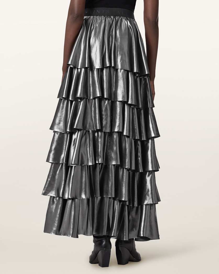 Cavarly Metallic Maxi Skirt