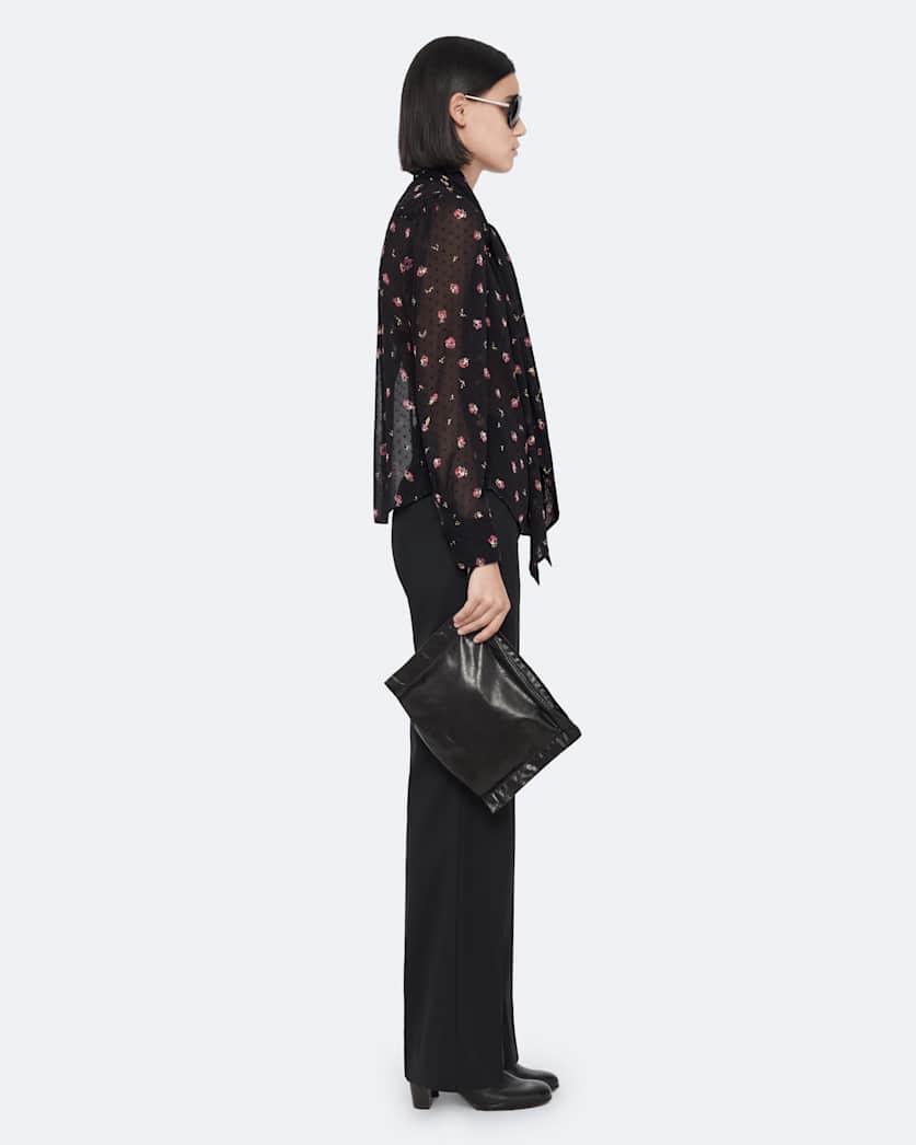 Bow-detail jacquard shirt