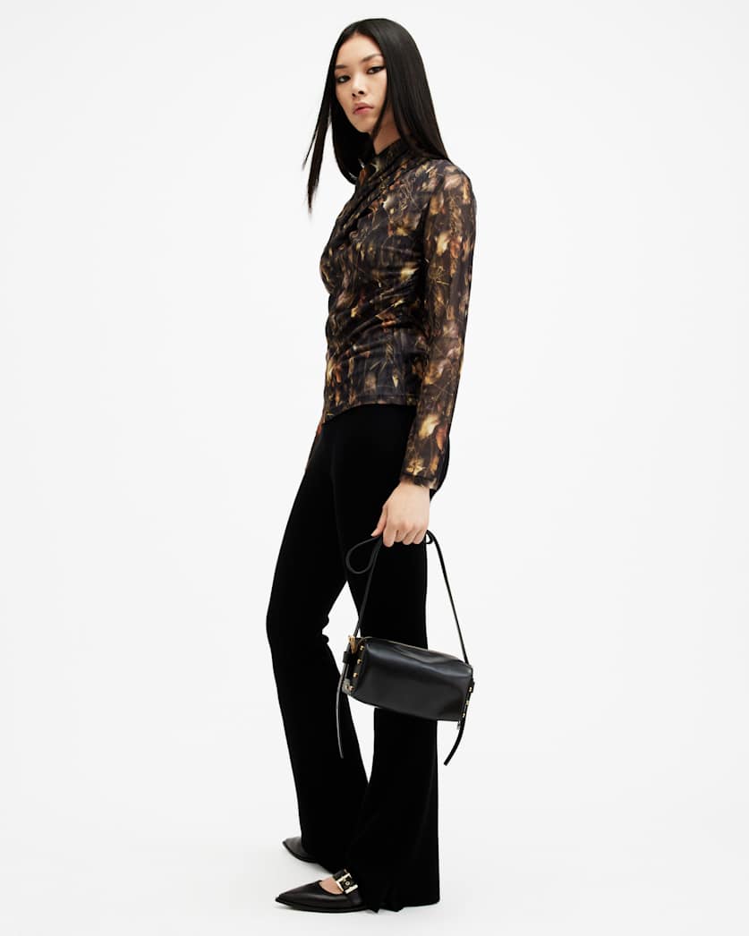 Tia High Neck Wrap Over Mesh Top