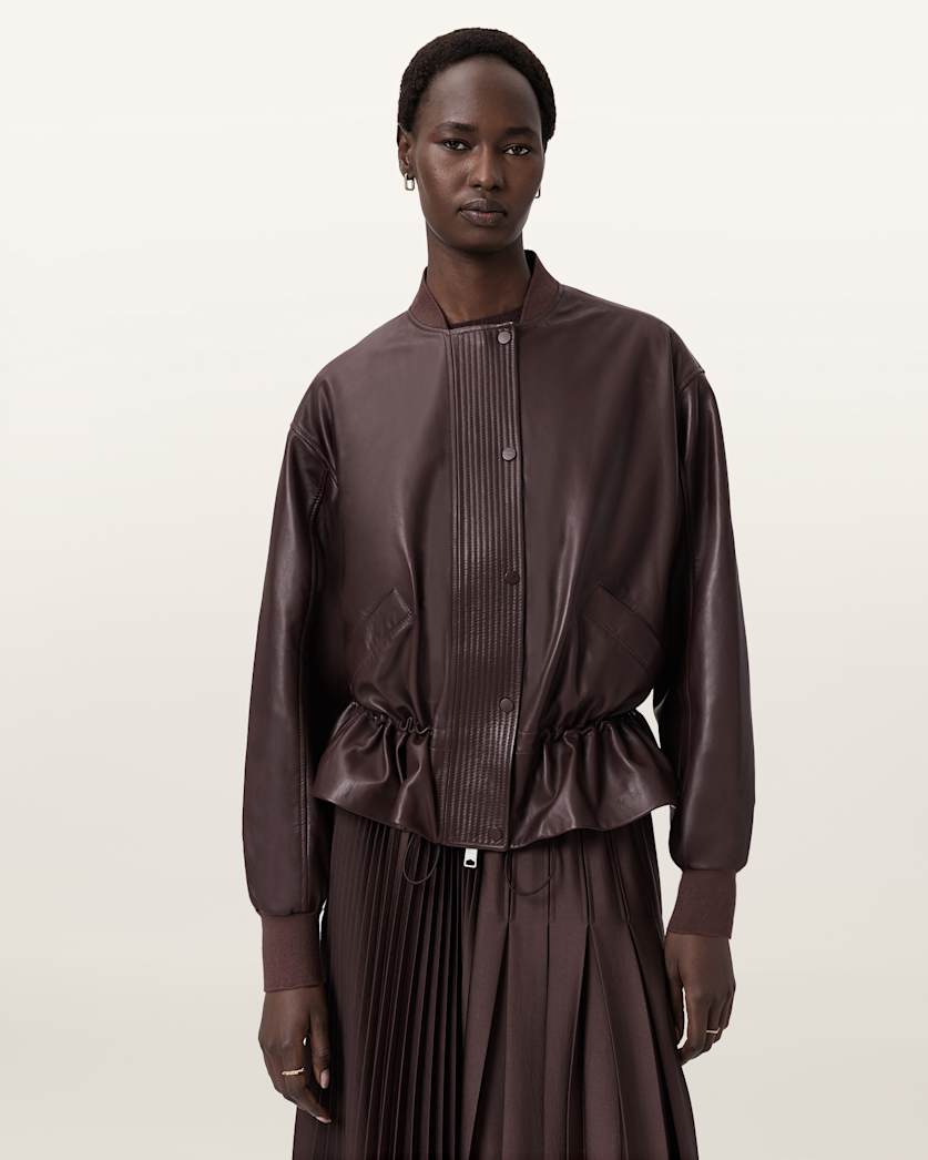 Sofi Drawstring Leather Bomber Jacket