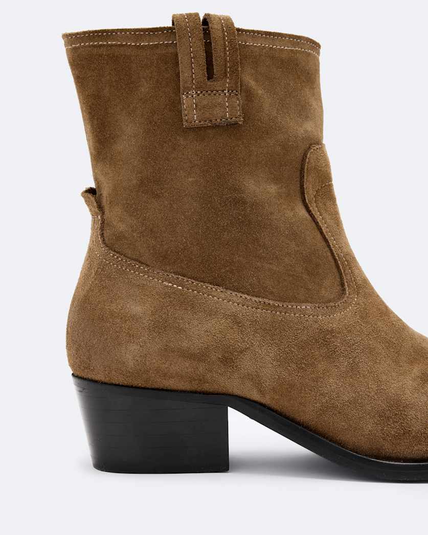 Suede zip up dress boot