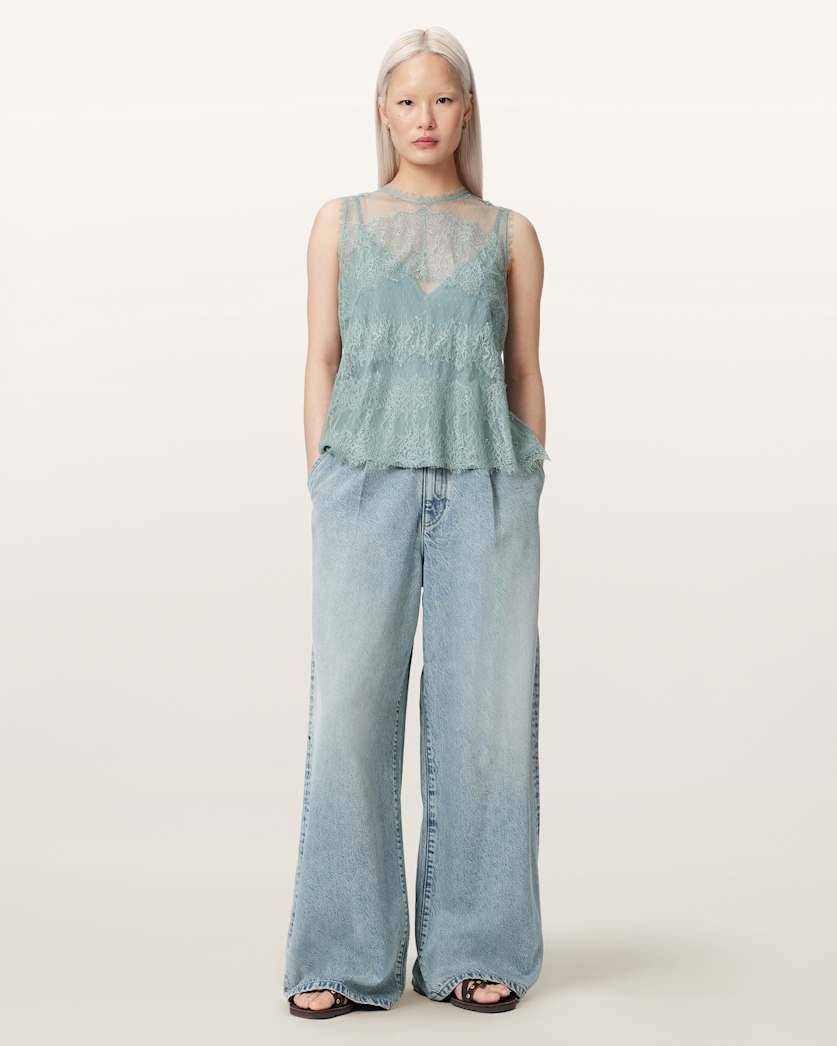 Clara Lace Trim Sleeveless Top
