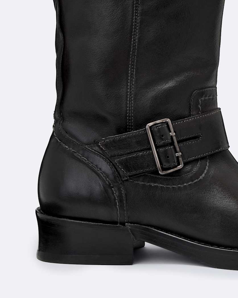Leather engineer boots