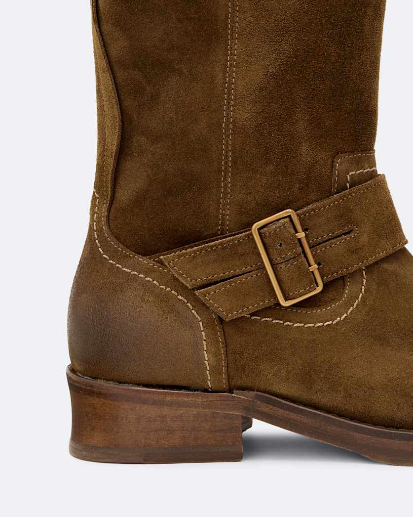 Suede biker boots