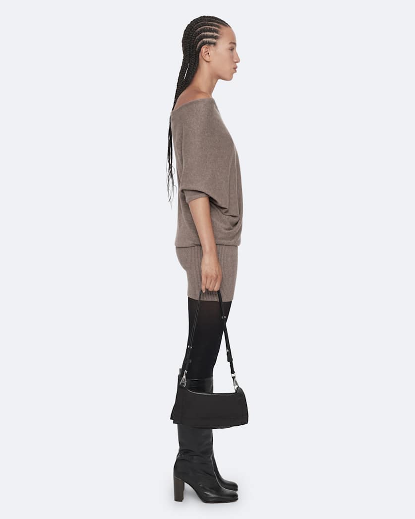 Ellie Asymmetric Knitted Cotton Mini Dress