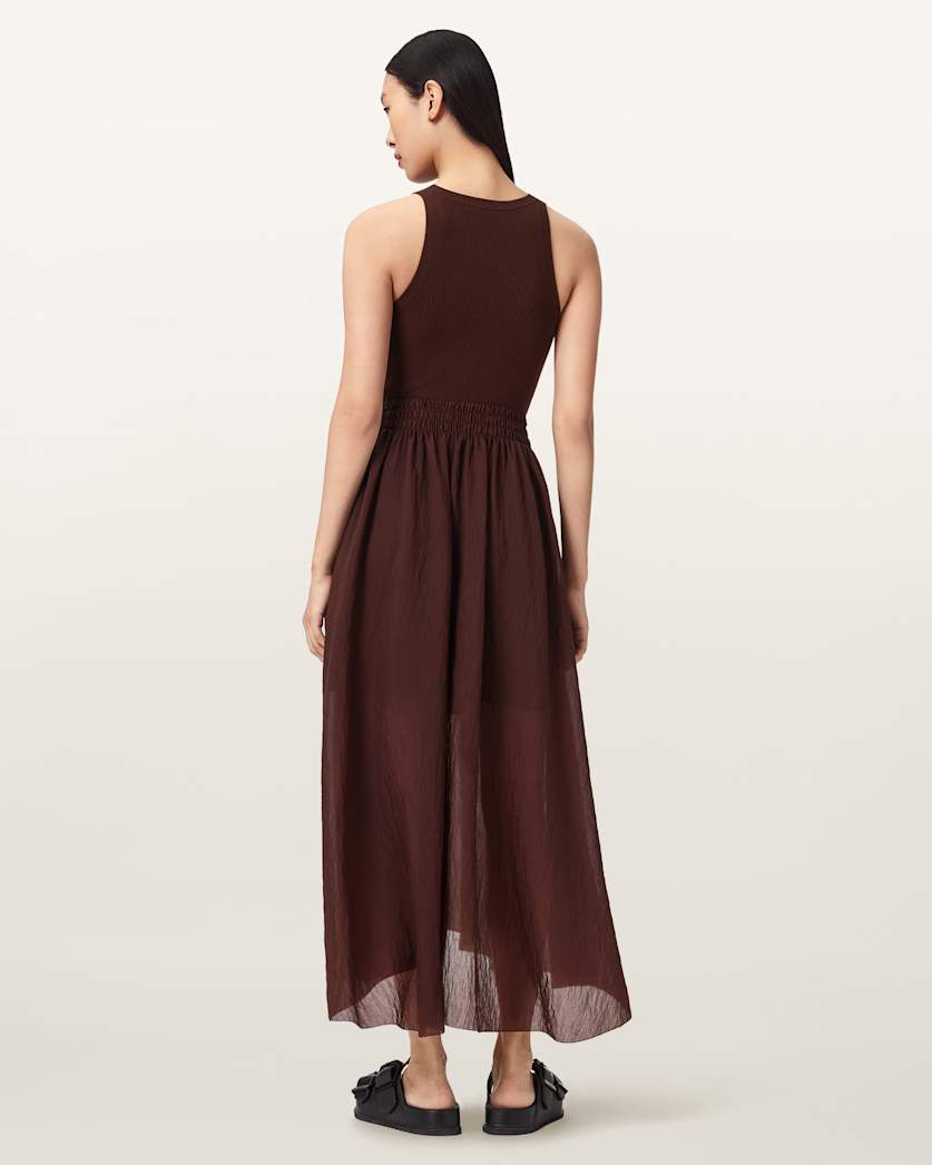 Zenia Sleeveless Asymmetric Midi Dress