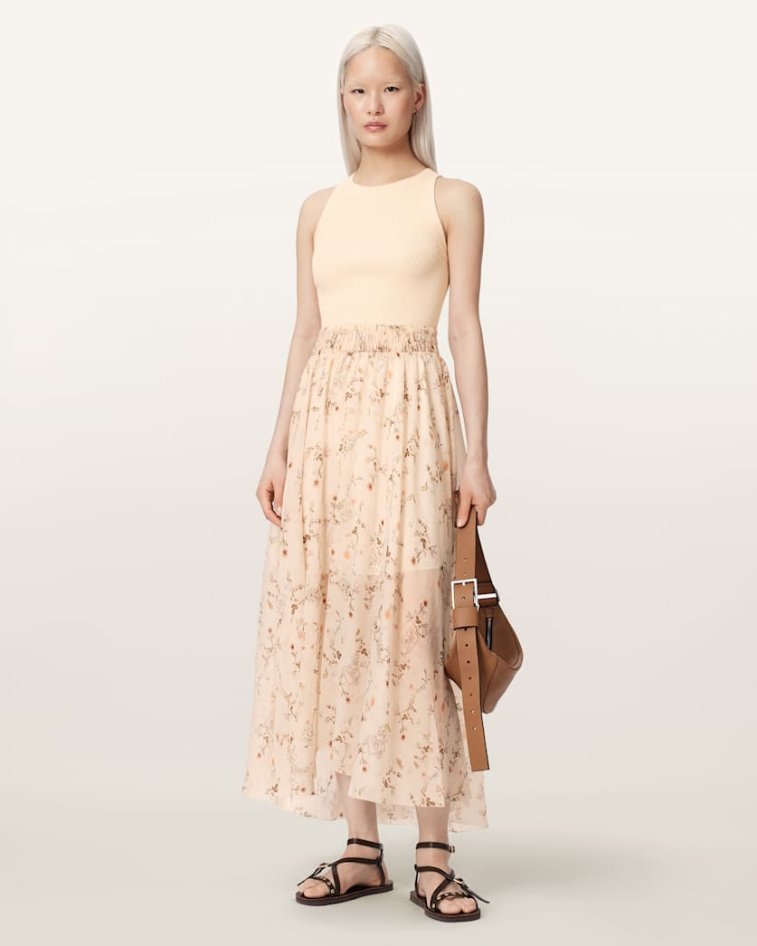 Zenia Sleeveless Knit Woven Midi Dress