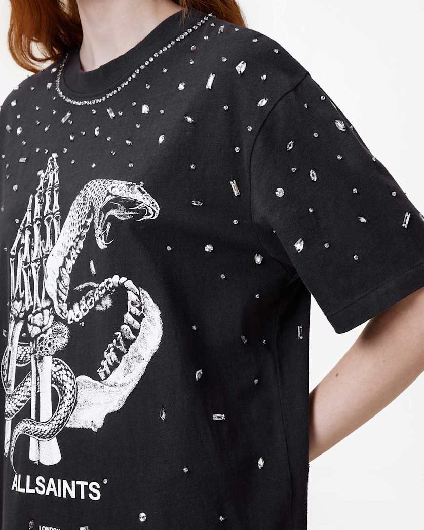 Asp Embellished Slouchy Mini T-Shirt Dress