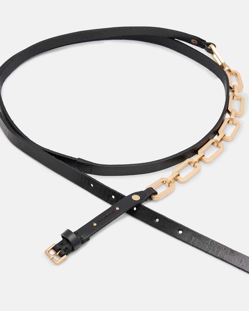 Helly Skinny Leather Chain Belt