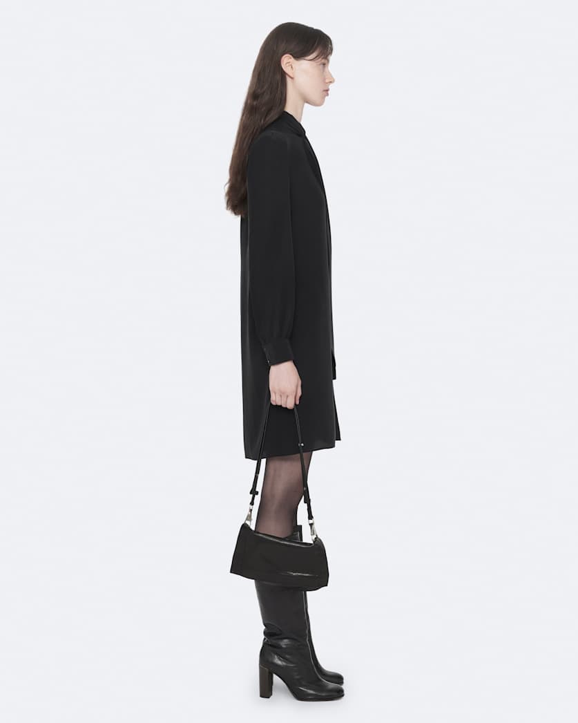 Jamie Long-Sleeve Silk Midi Dress