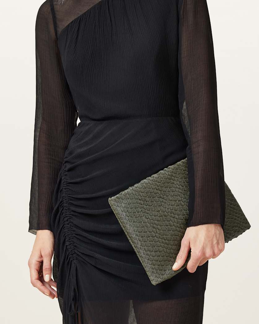 Bettina Snake-Effect Leather Clutch