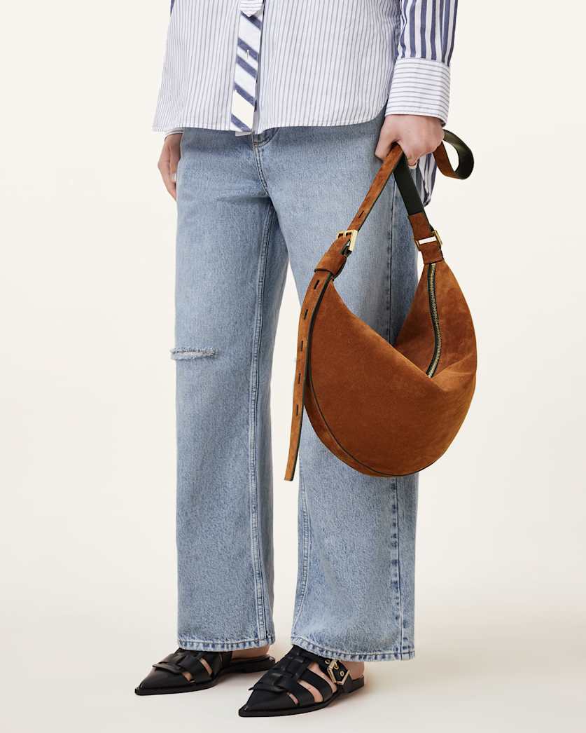 Half Moon Large Suede Crossbody Bag