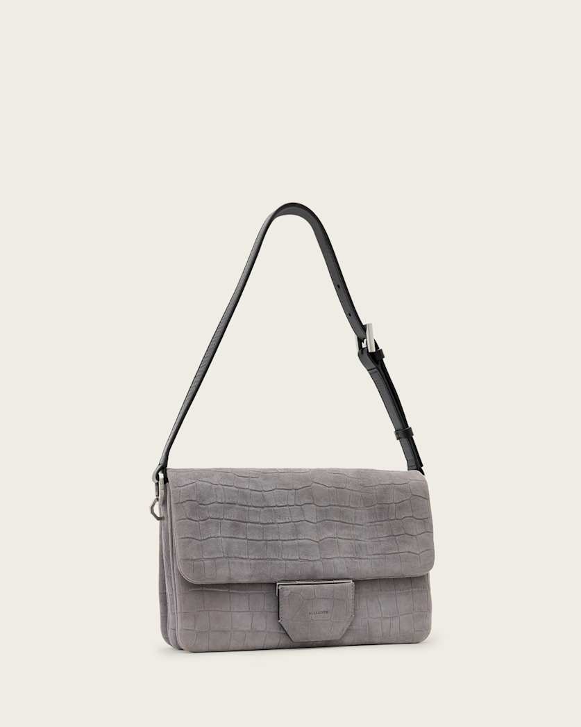 Ondine Croc-Effect Nubuck Shoulder Bag