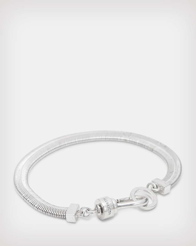 Flat Silver Tone Snake Chain Bracelet