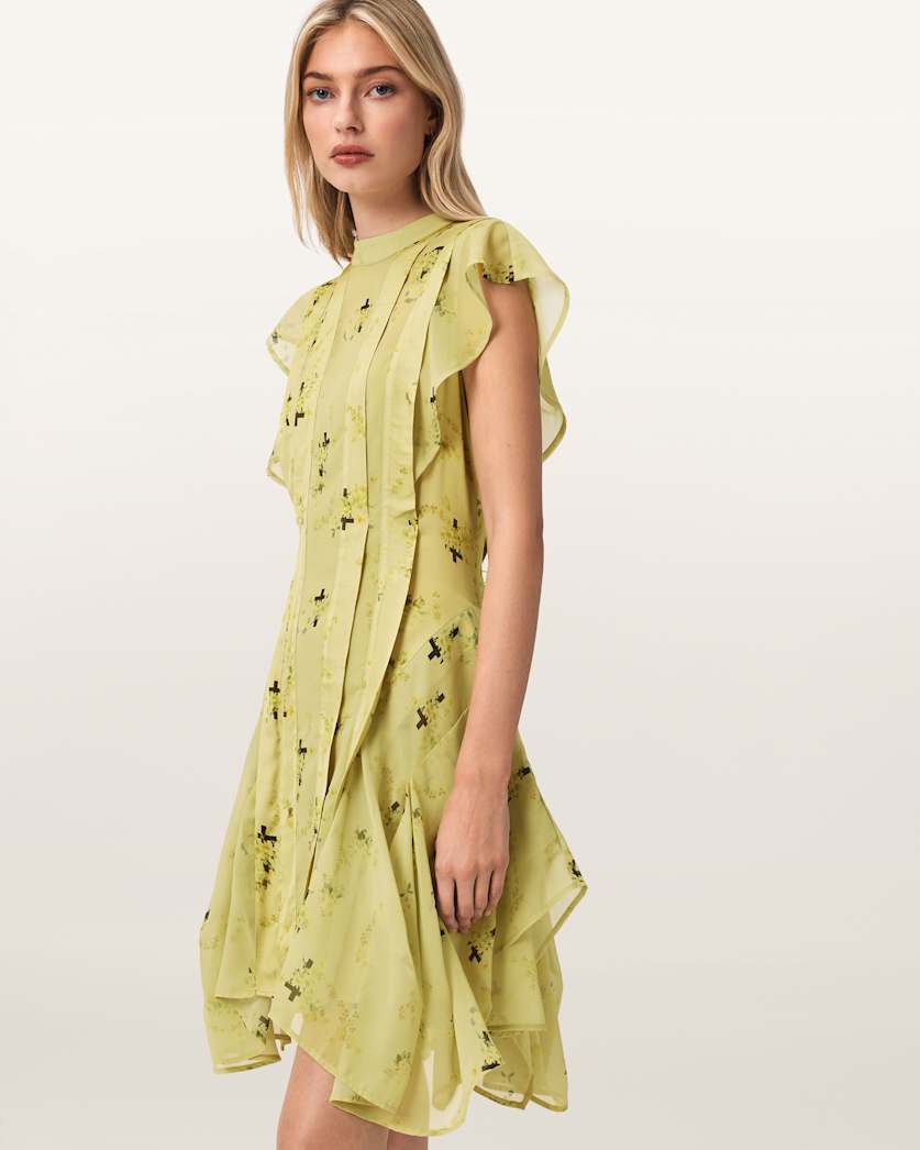 Fleur Printed Asymmetric Mini Dress