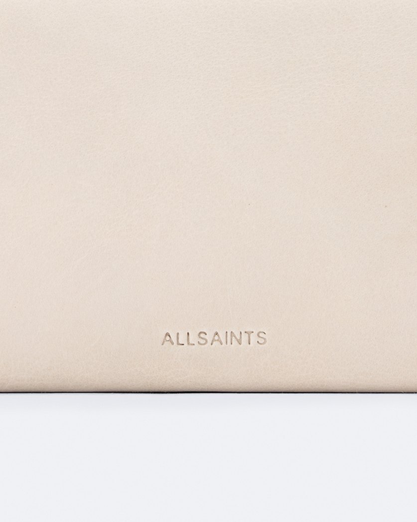 Pinked edge leather bi fold wallet