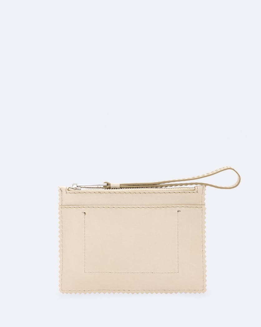 Pinked edge small leather pouch