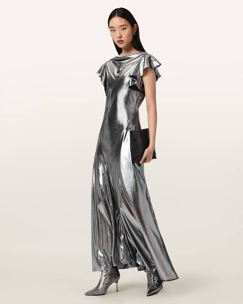 Flora Metallic Maxi Dress