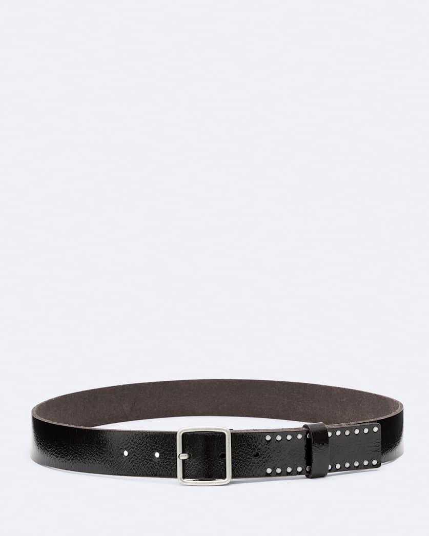 Wyatt Bar-Buckle Studded Leather Belt
