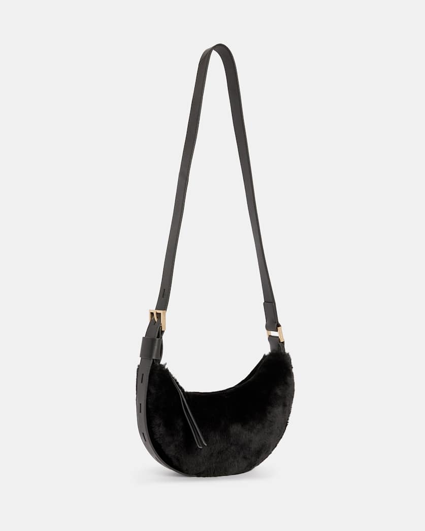 Half Moon Shearling Crossbody Bag