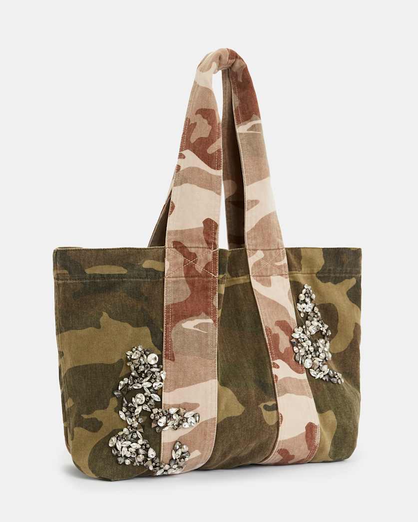 Airi Camouflage Denim Jewel Tote Bag