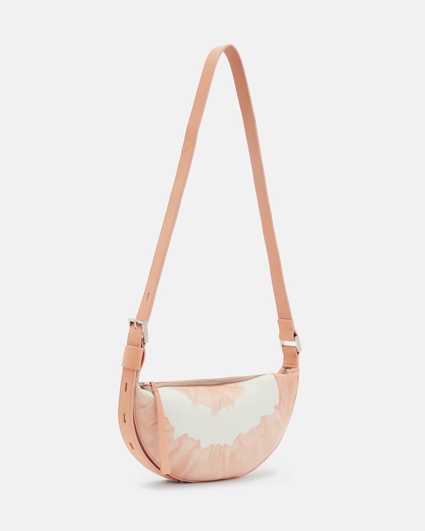 Half Moon Tie Dye Leather Crossbody Bag