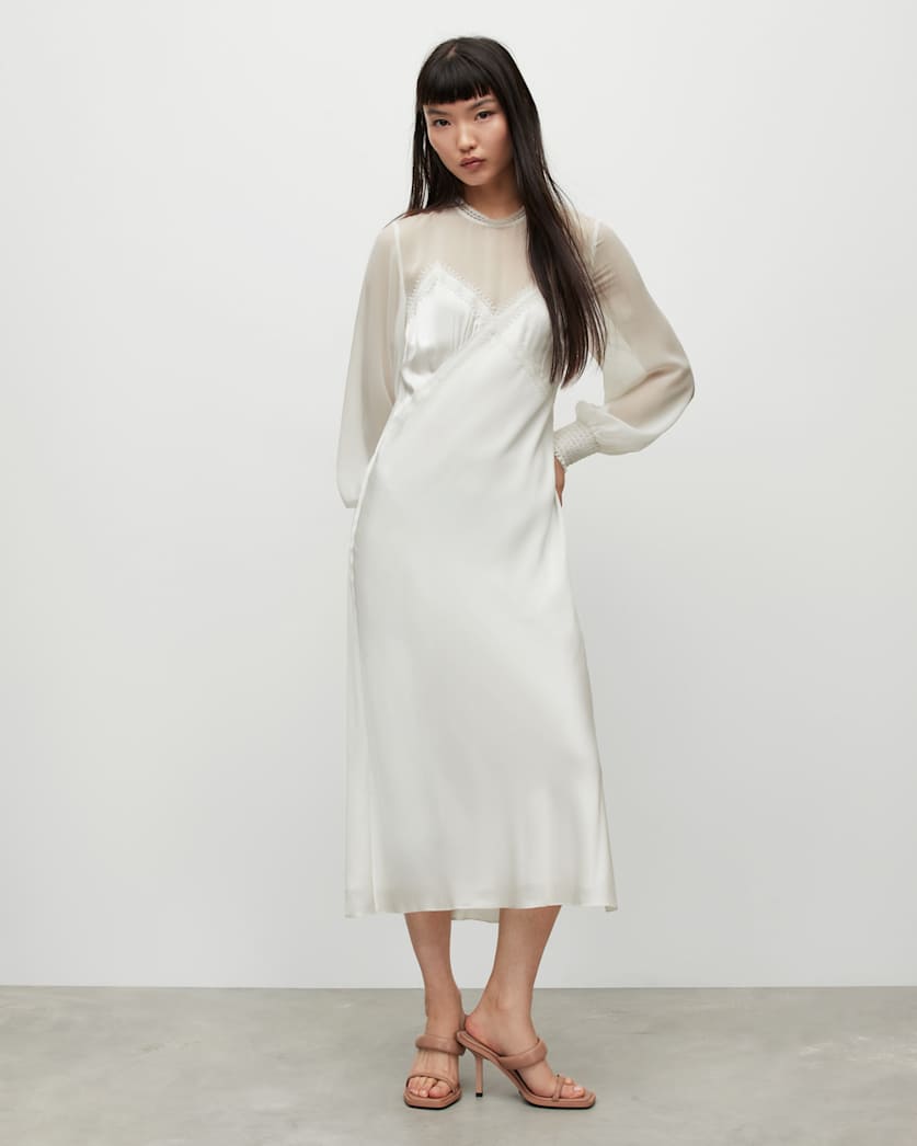 Bailey Silk Blend Sheer Midi Dress