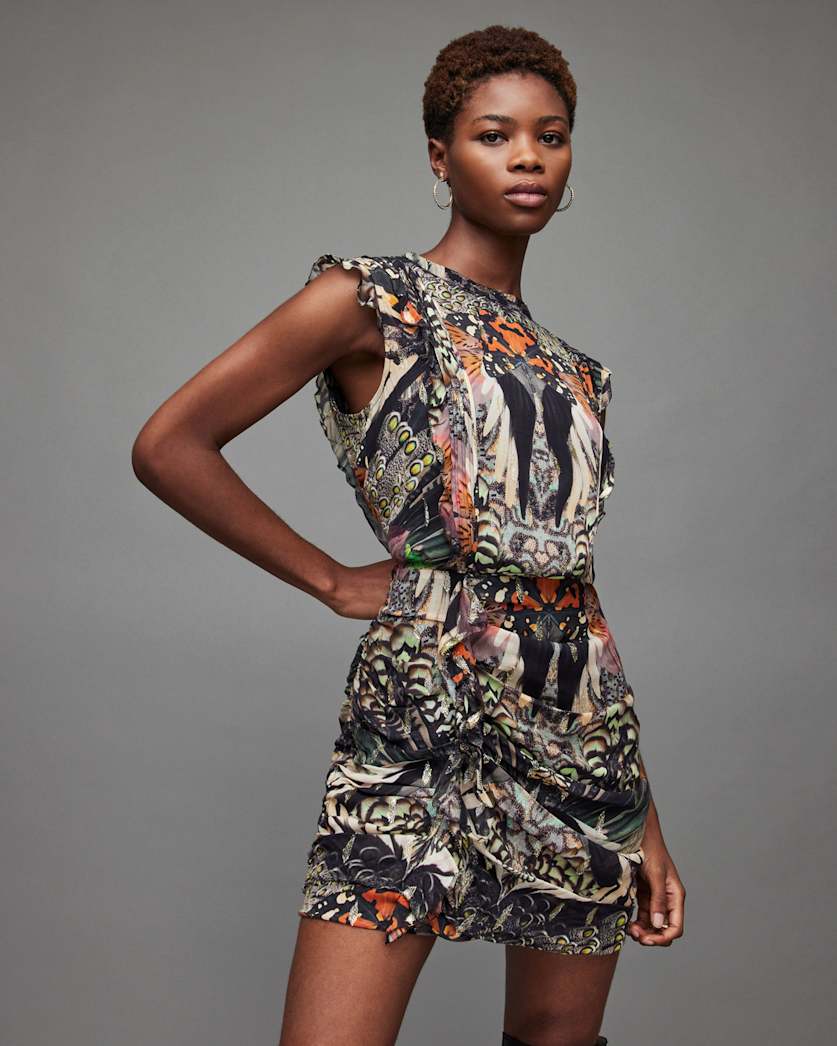Hali Gene Butterfly Print Mini Dress