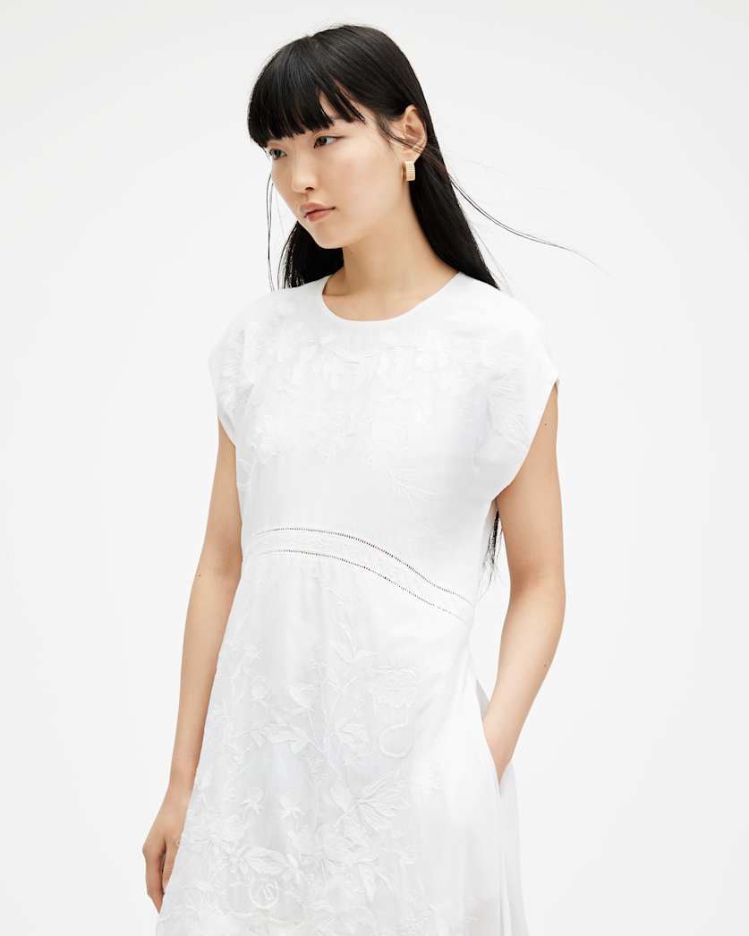 Gianna Embroidered Maxi Dress Off White | ALLSAINTS