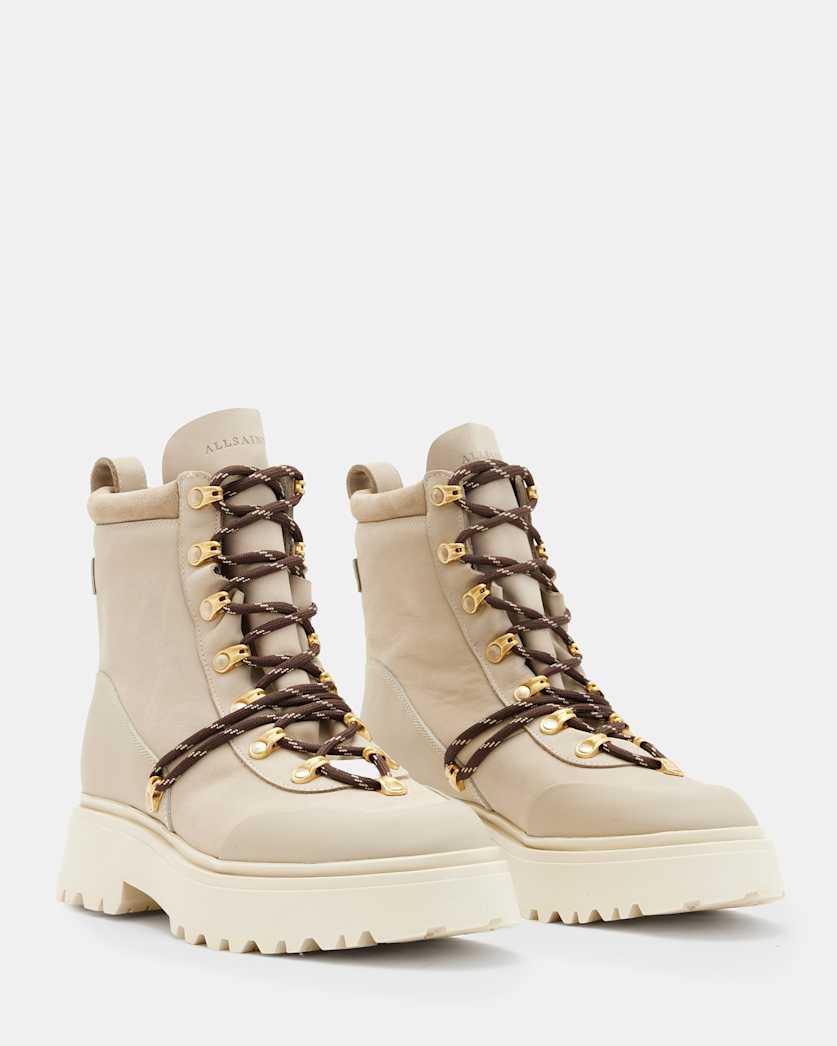 Ker Lace Up Ski Hook Leather Boots