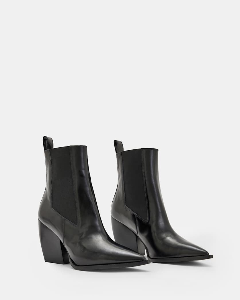 Ria Pointed Leather Heeled Boots