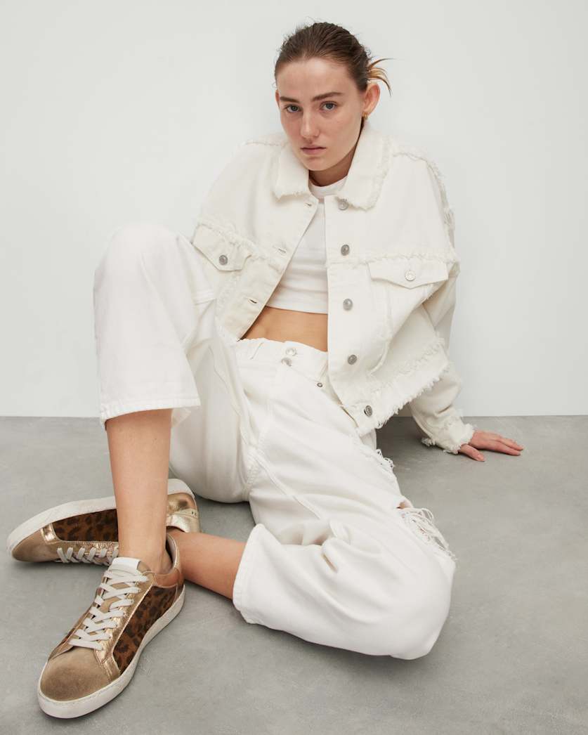 Sheer Leopard Print Leather Trainers