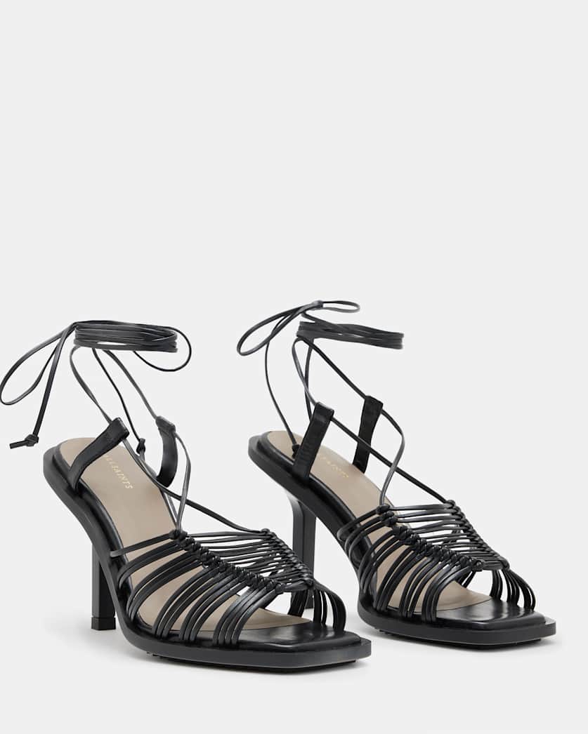 Dina Leather Rope Strappy Heeled Sandals